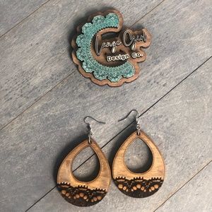 Lace Engraved Boho Teardrop Hoops